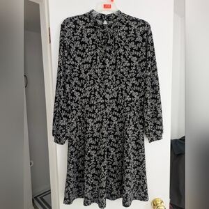 H&M Monochrome Floral Long Sleeve Dress